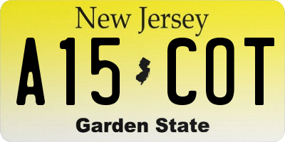 NJ license plate A15COT