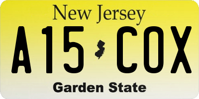 NJ license plate A15COX