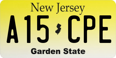 NJ license plate A15CPE