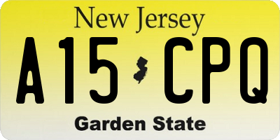 NJ license plate A15CPQ