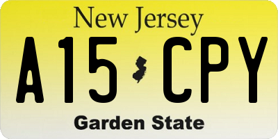 NJ license plate A15CPY