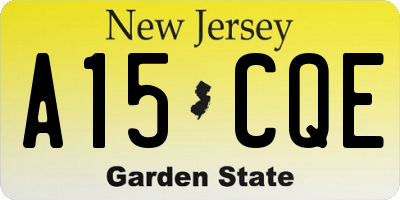 NJ license plate A15CQE