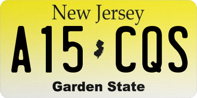 NJ license plate A15CQS