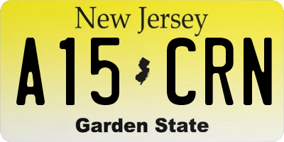 NJ license plate A15CRN