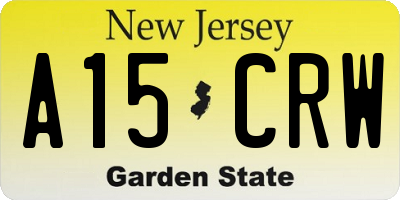 NJ license plate A15CRW
