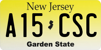 NJ license plate A15CSC
