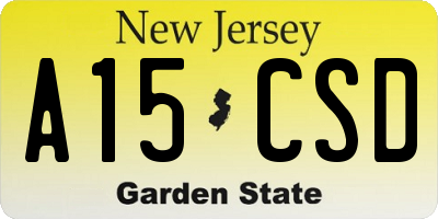 NJ license plate A15CSD