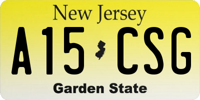 NJ license plate A15CSG