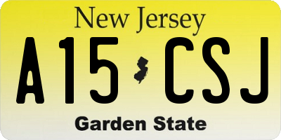 NJ license plate A15CSJ