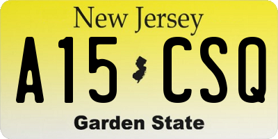 NJ license plate A15CSQ