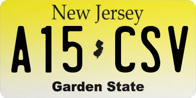NJ license plate A15CSV