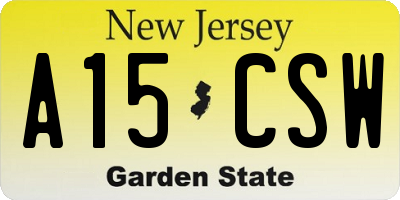 NJ license plate A15CSW