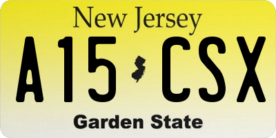 NJ license plate A15CSX