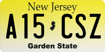NJ license plate A15CSZ