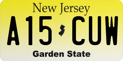 NJ license plate A15CUW