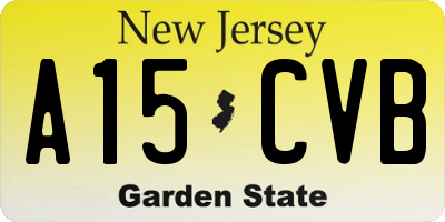 NJ license plate A15CVB