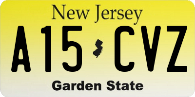 NJ license plate A15CVZ