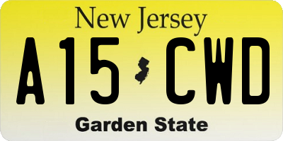 NJ license plate A15CWD