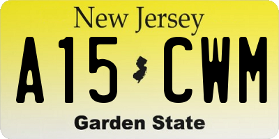 NJ license plate A15CWM