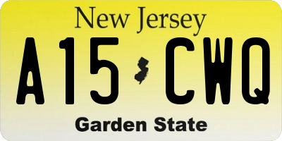 NJ license plate A15CWQ