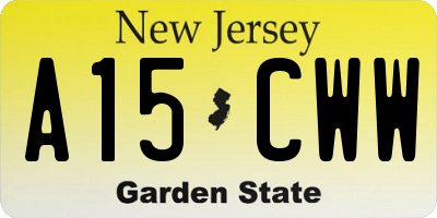 NJ license plate A15CWW