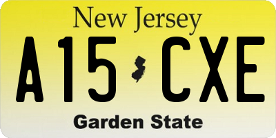 NJ license plate A15CXE