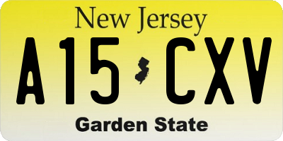 NJ license plate A15CXV