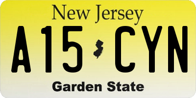 NJ license plate A15CYN