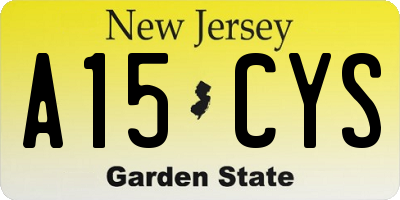 NJ license plate A15CYS