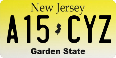 NJ license plate A15CYZ