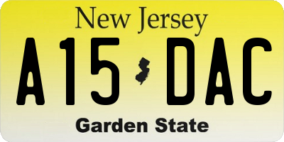 NJ license plate A15DAC