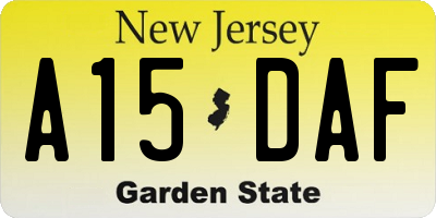NJ license plate A15DAF