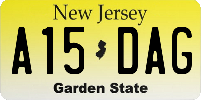 NJ license plate A15DAG