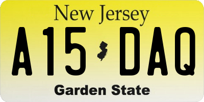 NJ license plate A15DAQ