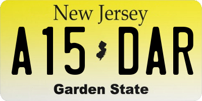 NJ license plate A15DAR