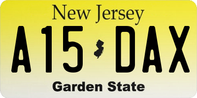 NJ license plate A15DAX