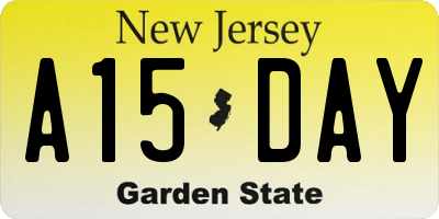 NJ license plate A15DAY