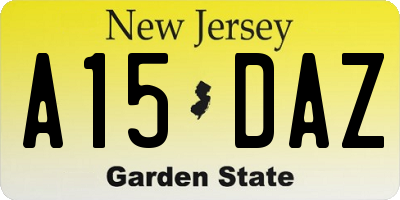 NJ license plate A15DAZ