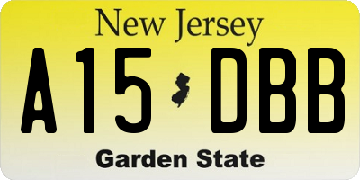 NJ license plate A15DBB