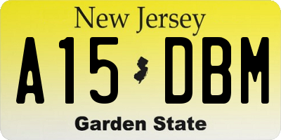 NJ license plate A15DBM