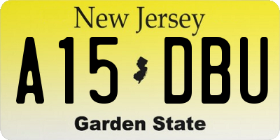 NJ license plate A15DBU