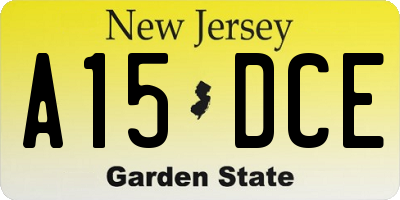 NJ license plate A15DCE
