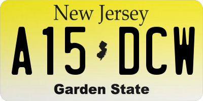 NJ license plate A15DCW