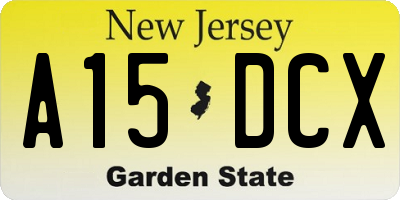 NJ license plate A15DCX