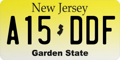 NJ license plate A15DDF