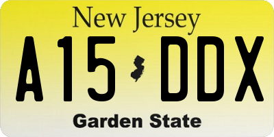 NJ license plate A15DDX