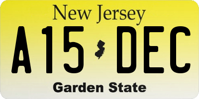 NJ license plate A15DEC