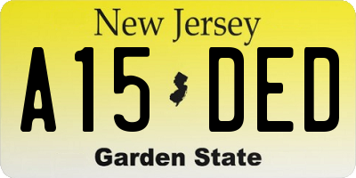 NJ license plate A15DED
