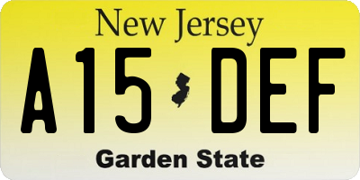 NJ license plate A15DEF