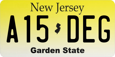 NJ license plate A15DEG